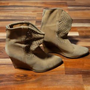 Suede wedge booties